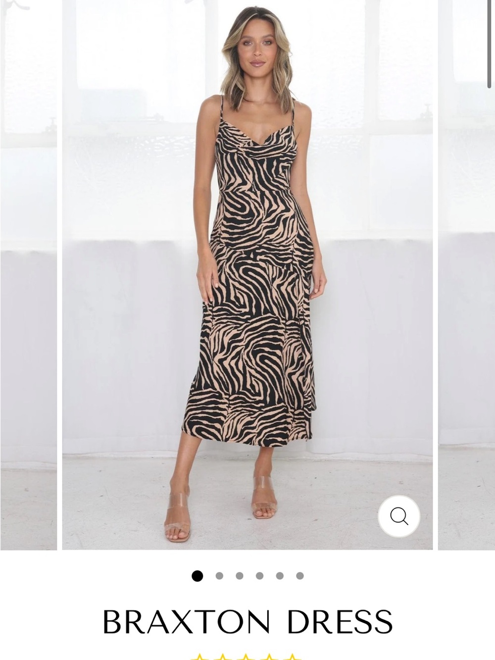 Braxton Zebra-Print Midi Slip Dress - Black & Cream